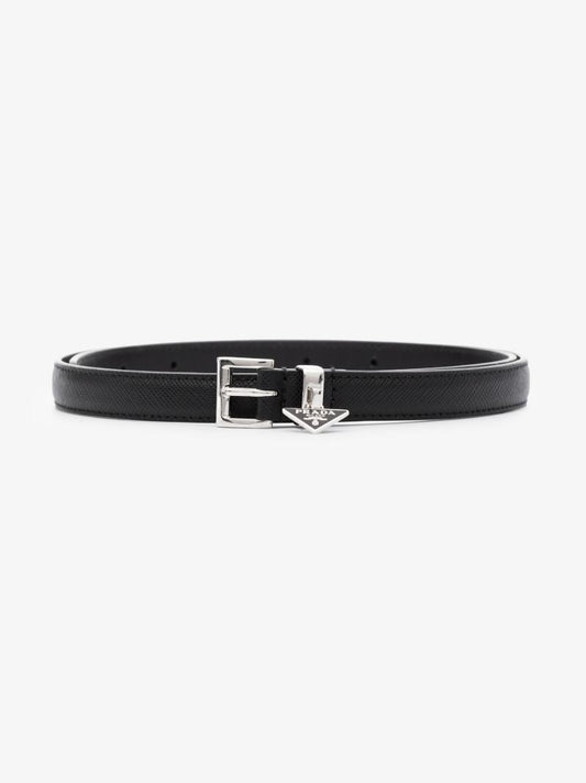 Black Triangle Logo Leather Belt