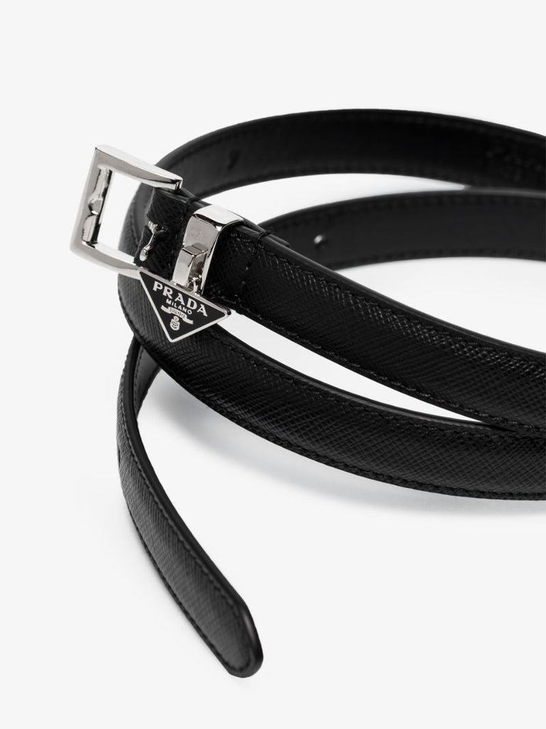 Black Triangle Logo Leather Belt