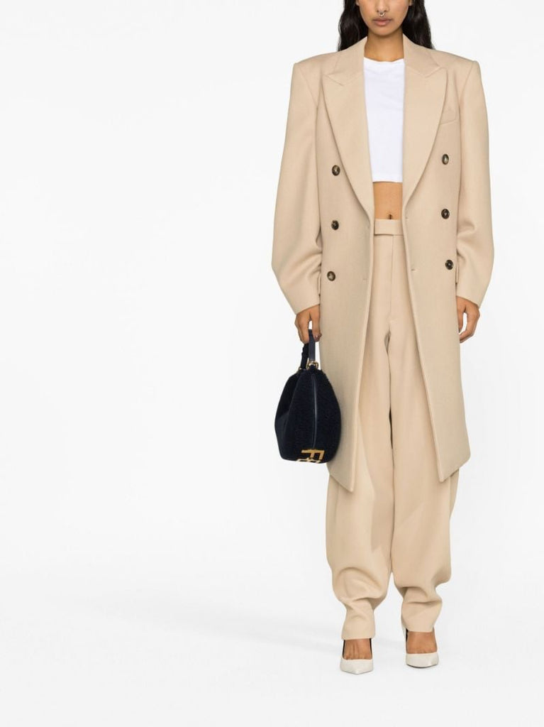 X Hailey Bieber Neutral Wool Trousers