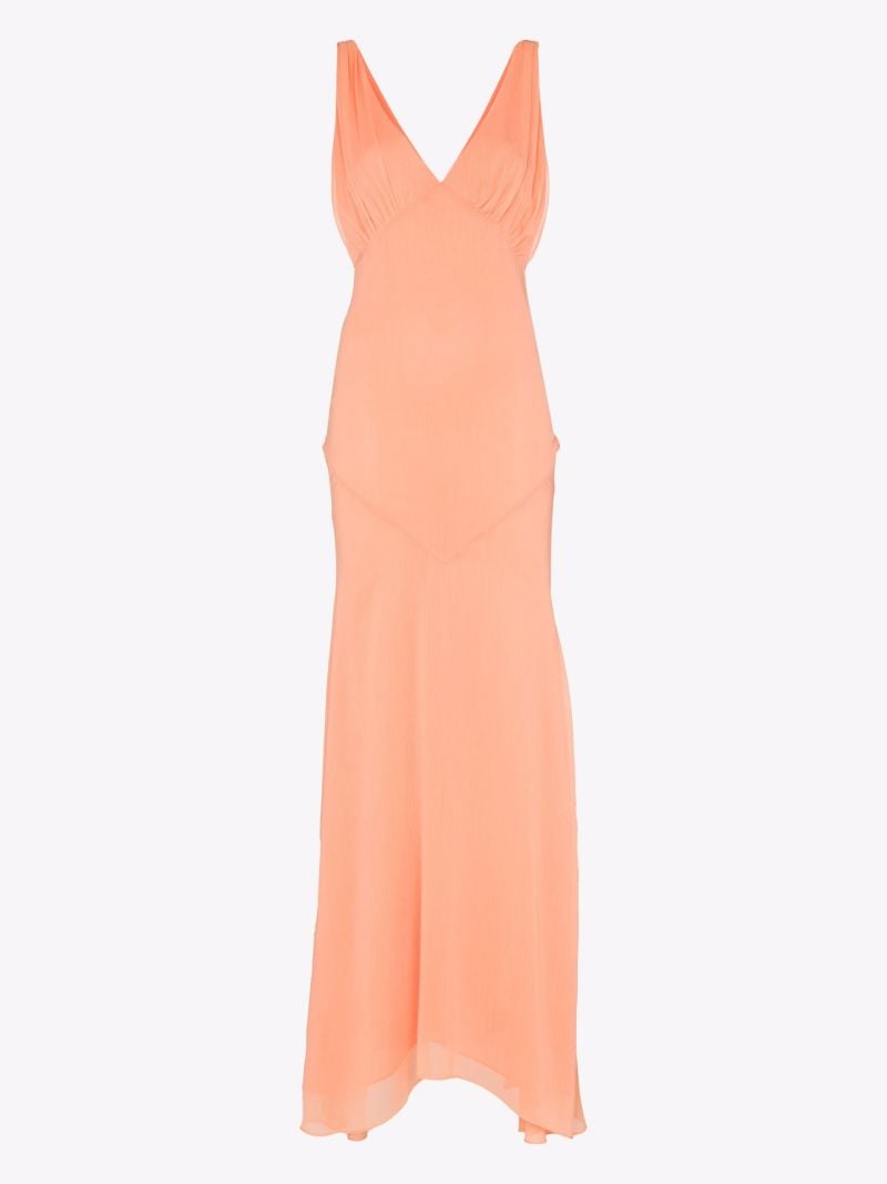 Moss Ruched Chiffon Maxi Dress