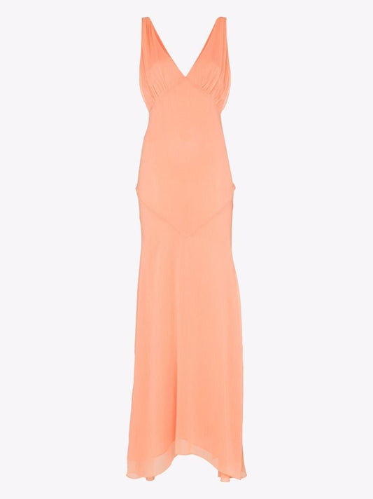 Moss Ruched Chiffon Maxi Dress