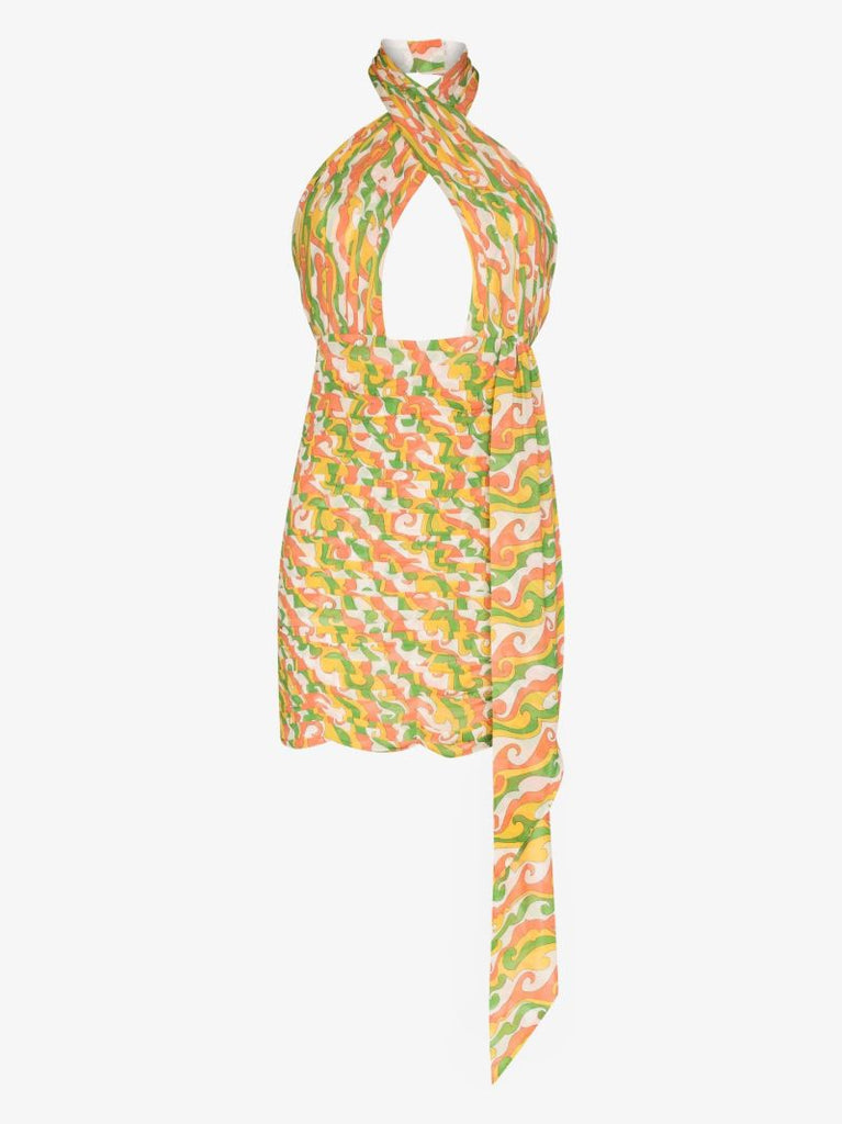 Pareo Printed Halterneck Mini Dress