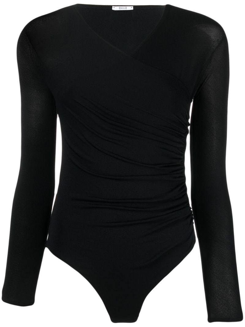 Black the Cathered Cache-coeur Bodysuit