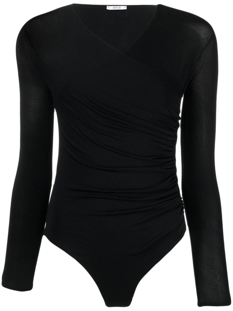 Black the Cathered Cache-coeur Bodysuit