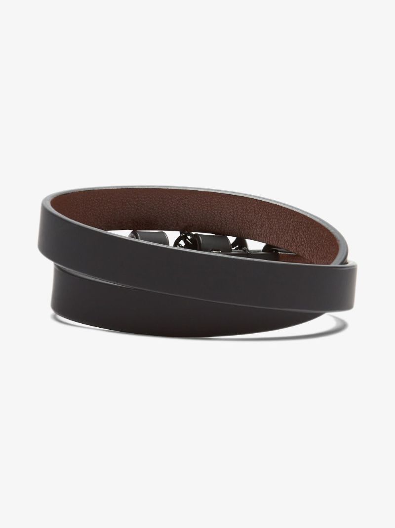 Black Skull Charm Leather Bracelet
