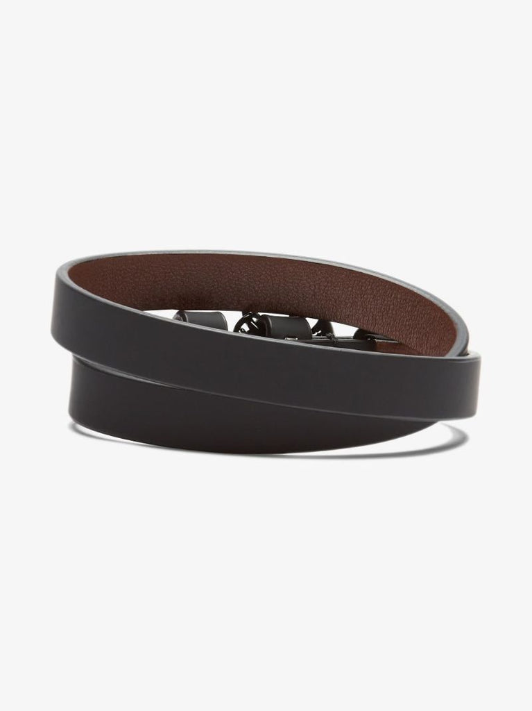 Black Skull Charm Leather Bracelet