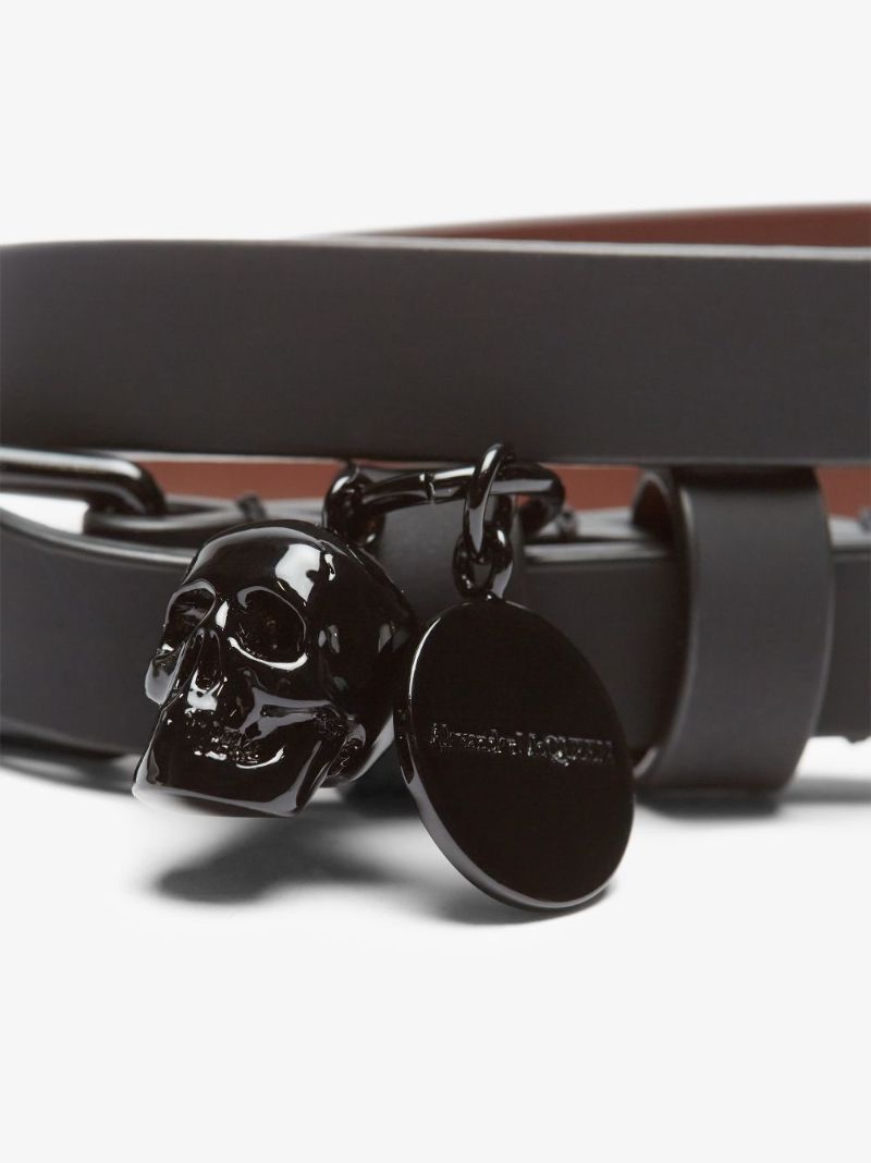 Black Skull Charm Leather Bracelet