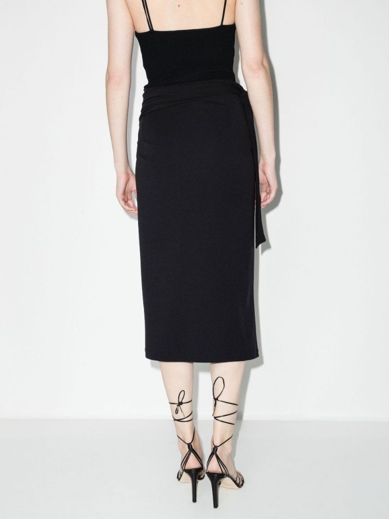 Black Origami Draped Wrap Skirt