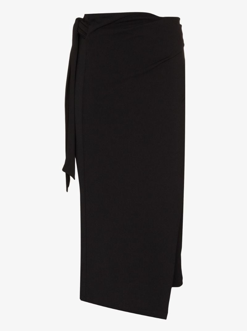 Black Origami Draped Wrap Skirt