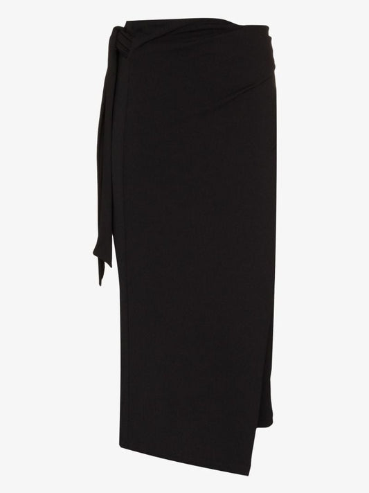 Black Origami Draped Wrap Skirt