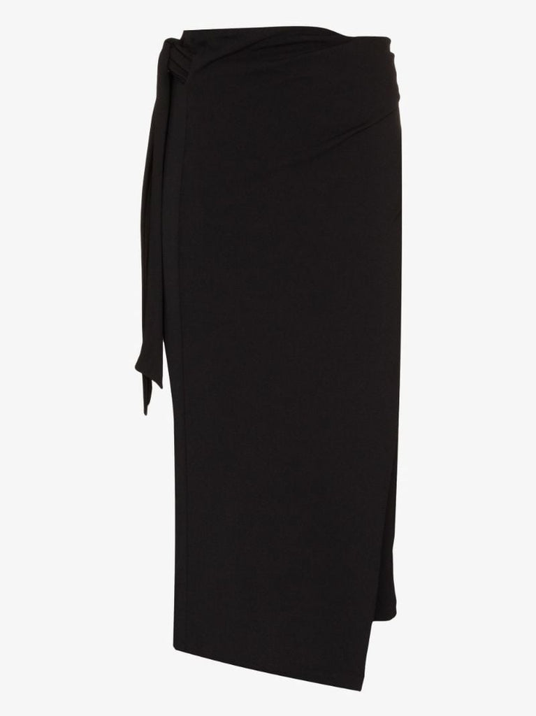 Black Origami Draped Wrap Skirt