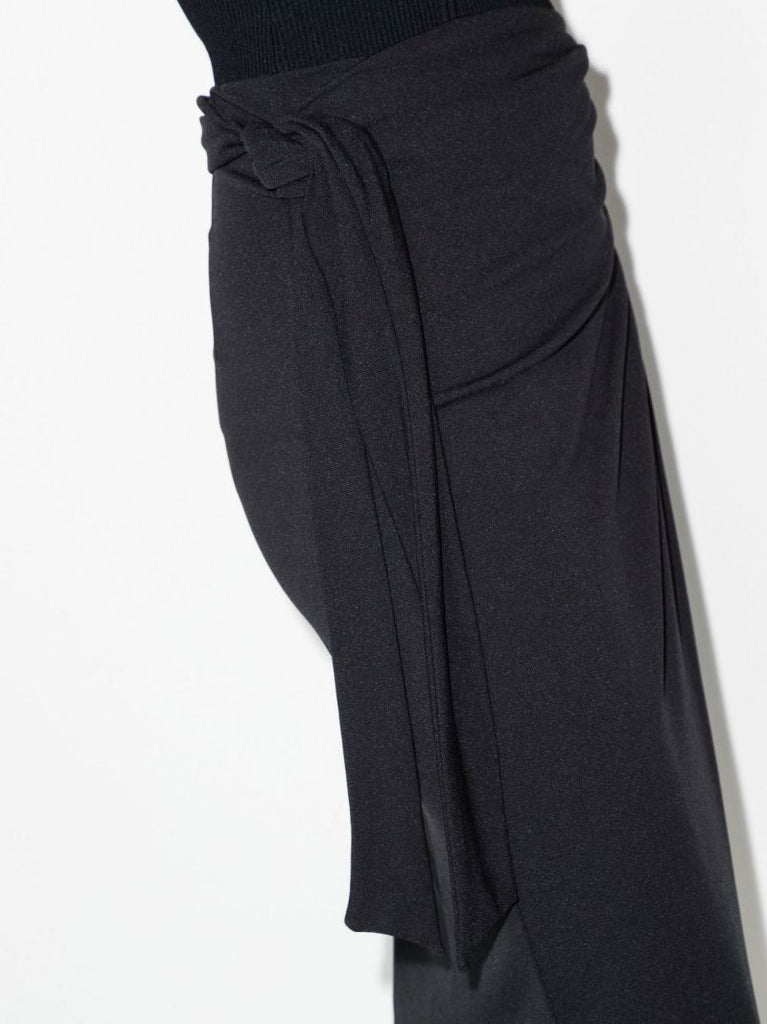 Black Origami Draped Wrap Skirt