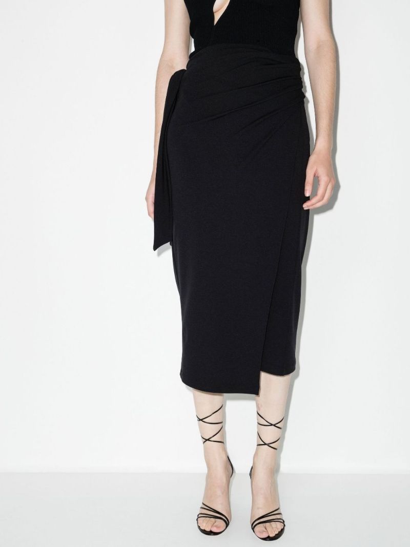 Black Origami Draped Wrap Skirt