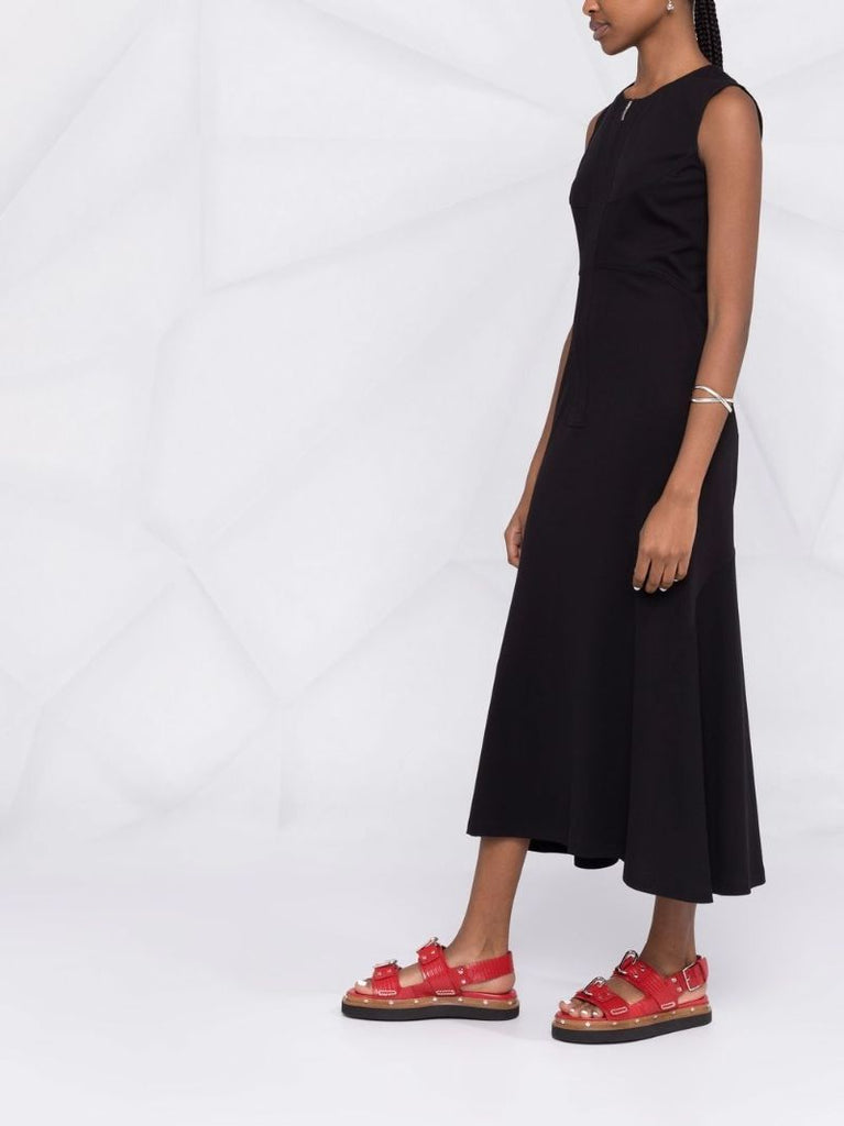 Black 3d-cut Midi Dress