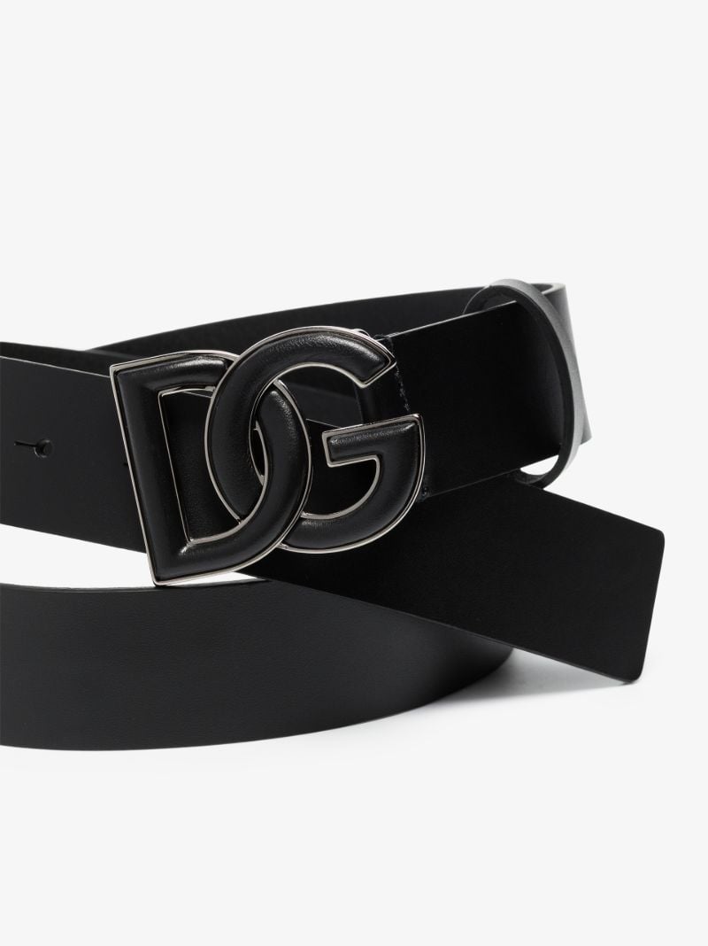 Black Logo Leather Belt