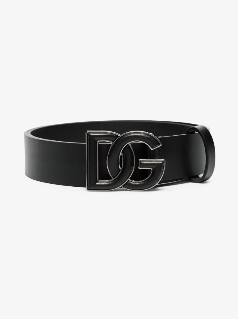 Black Logo Leather Belt