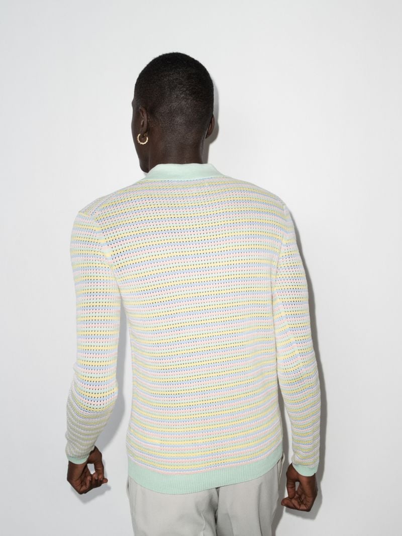 Grandpa Stripe Knit Polo Shirt