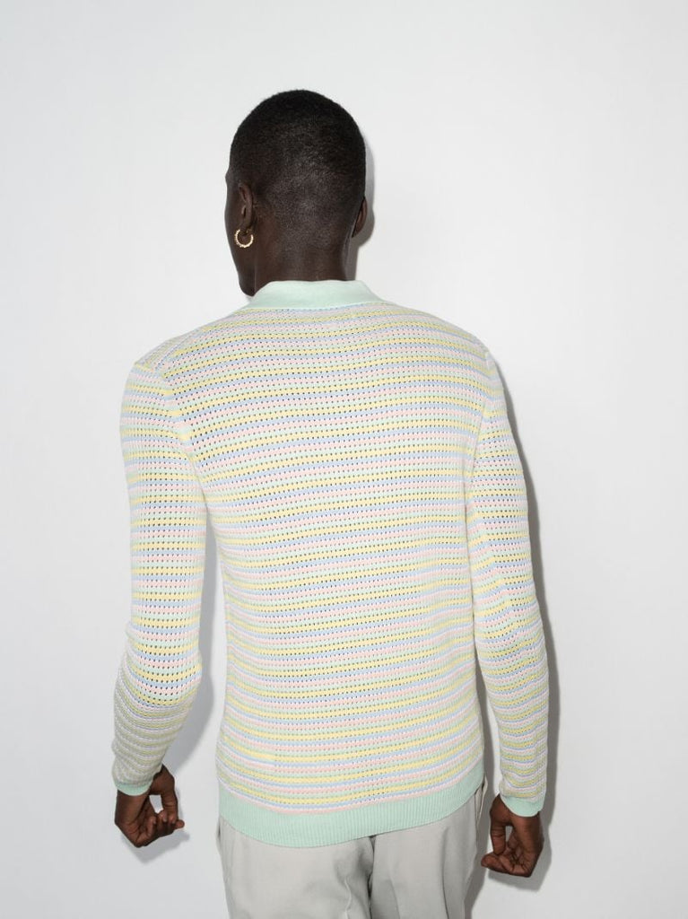 Grandpa Stripe Knit Polo Shirt