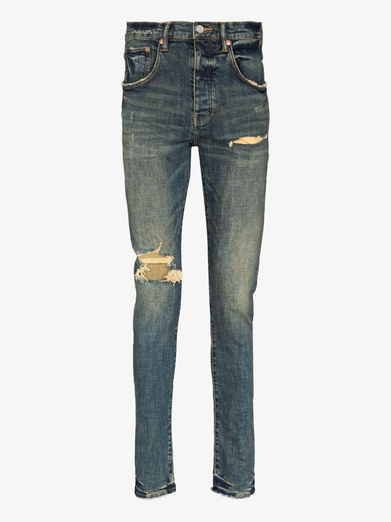 Blue Dirty Indigo Distressed Straight Leg Jeans