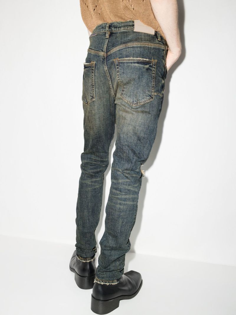 Blue Dirty Indigo Distressed Straight Leg Jeans