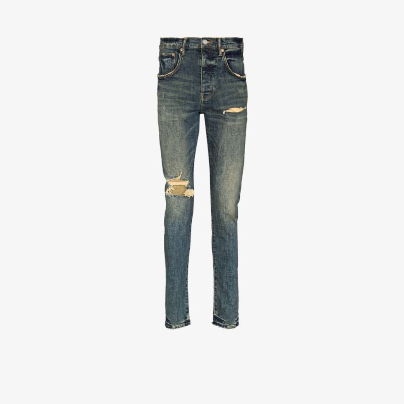 Blue Dirty Indigo Distressed Straight Leg Jeans