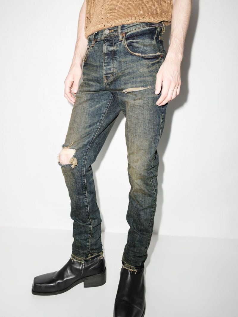 Blue Dirty Indigo Distressed Straight Leg Jeans