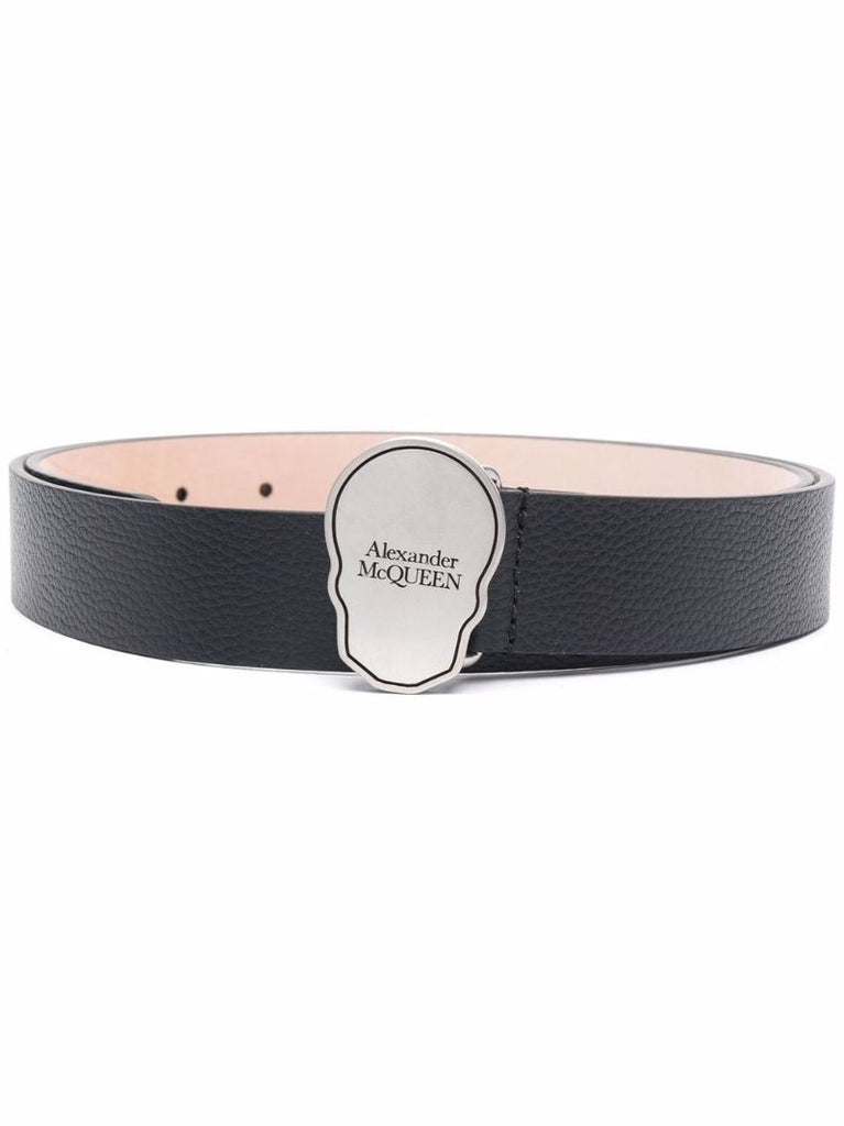 Logo Skull-buckle Leather Belt