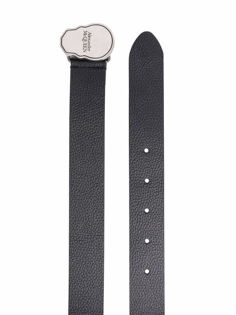 Logo Skull-buckle Leather Belt