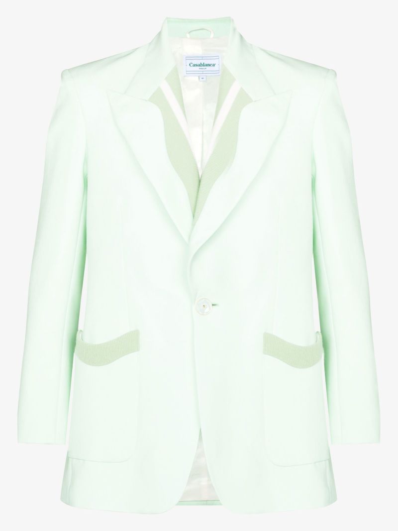 Memphis Ribbed Trim Single-breasted Blazer