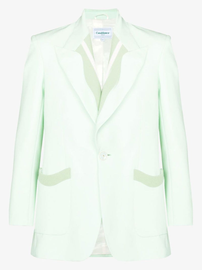 Memphis Ribbed Trim Single-breasted Blazer