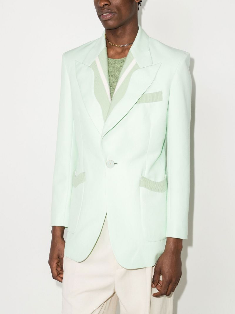 Memphis Ribbed Trim Single-breasted Blazer