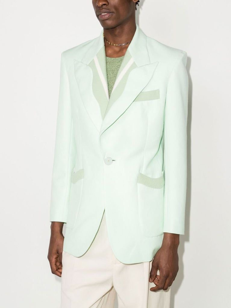 Memphis Ribbed Trim Single-breasted Blazer