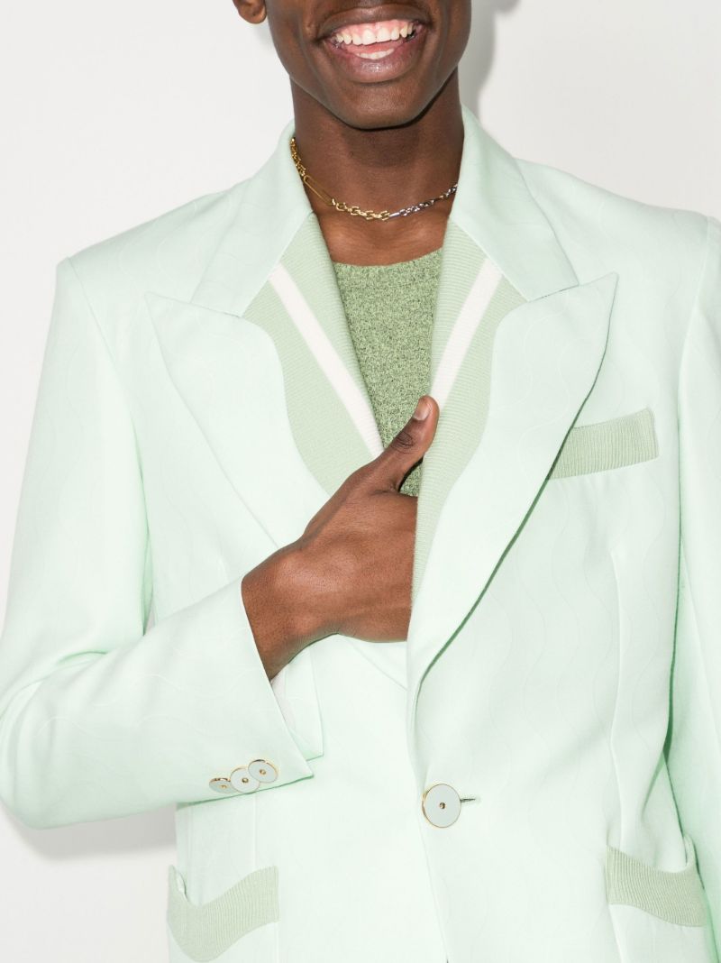 Memphis Ribbed Trim Single-breasted Blazer