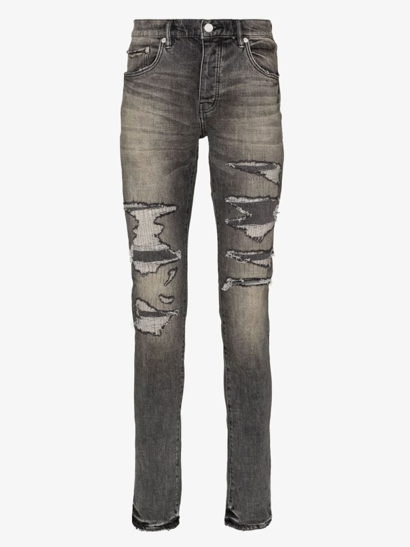 Grey P001 Distressed Skinny Jeans