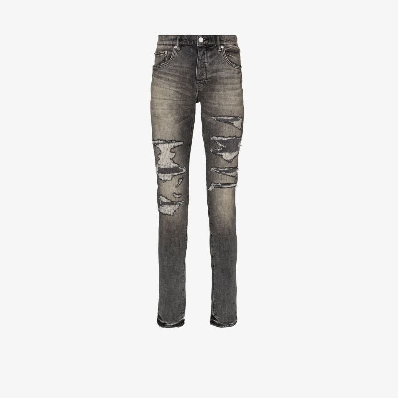 Grey P001 Distressed Skinny Jeans