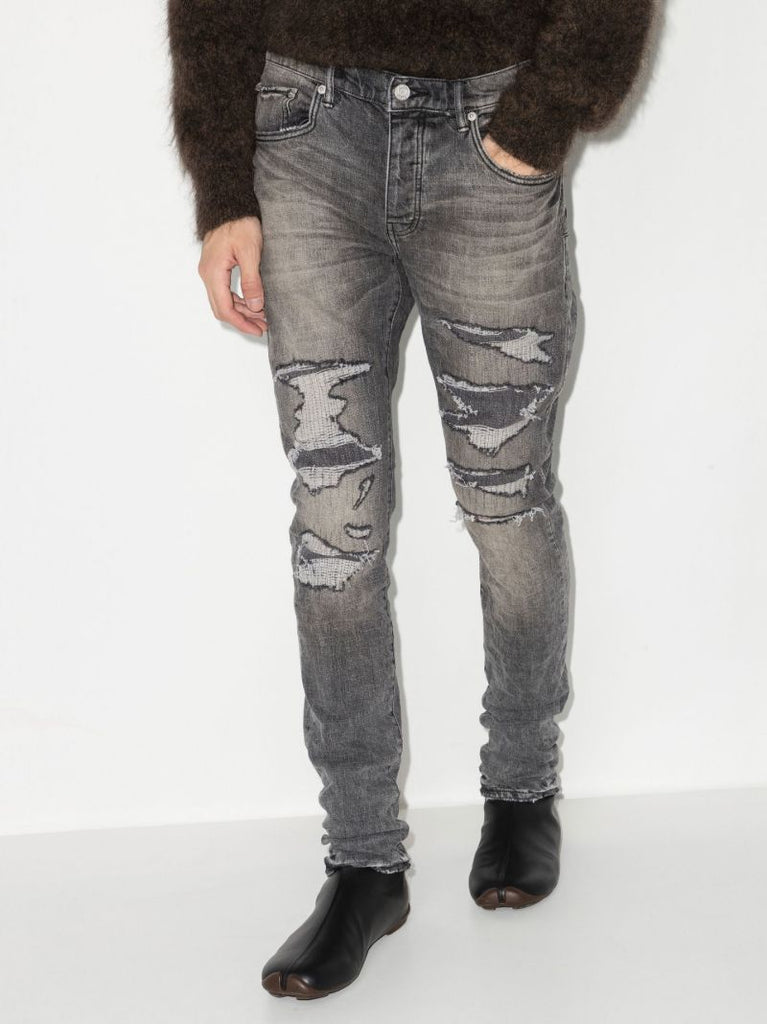 Grey P001 Distressed Skinny Jeans