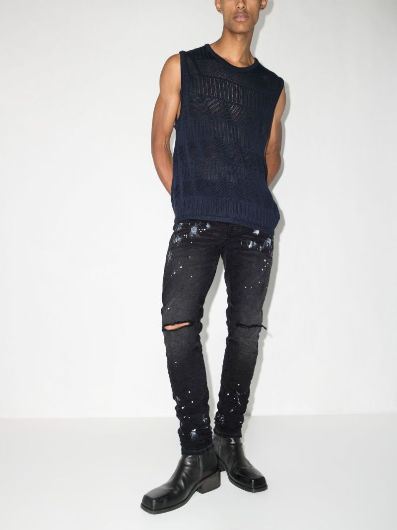 Black Paint Splatter Ripped Skinny Jeans