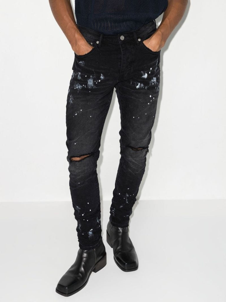 Black Paint Splatter Ripped Skinny Jeans