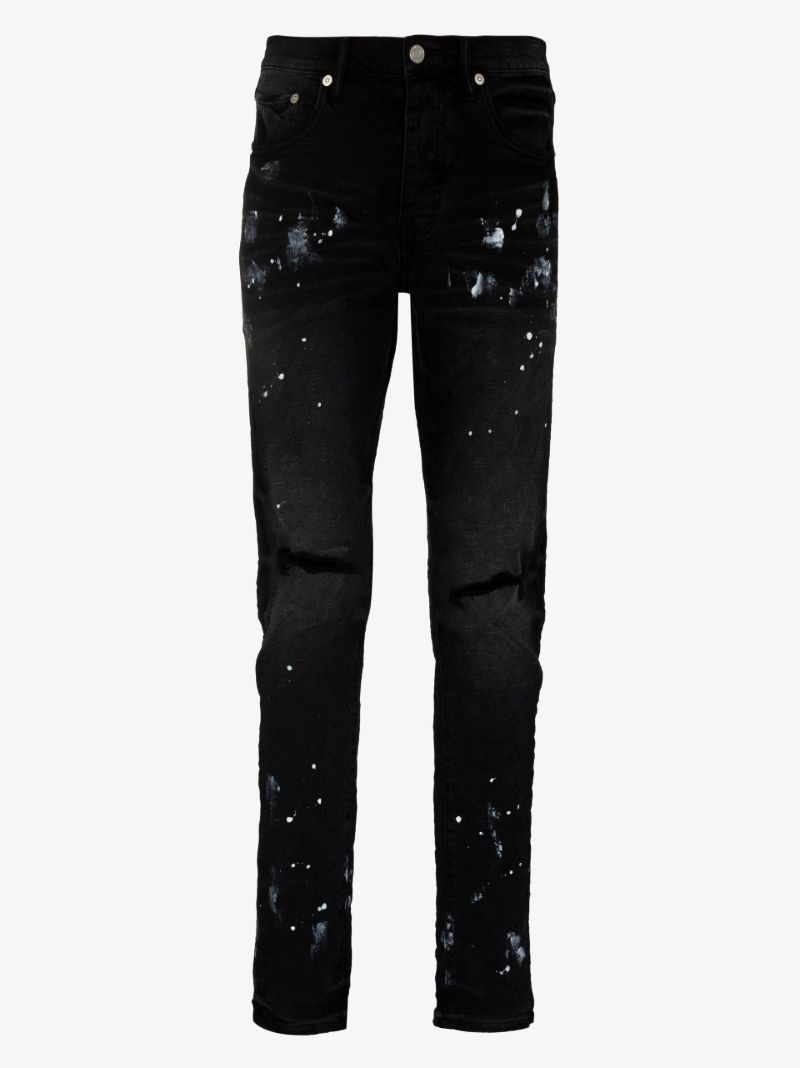 Black Paint Splatter Ripped Skinny Jeans