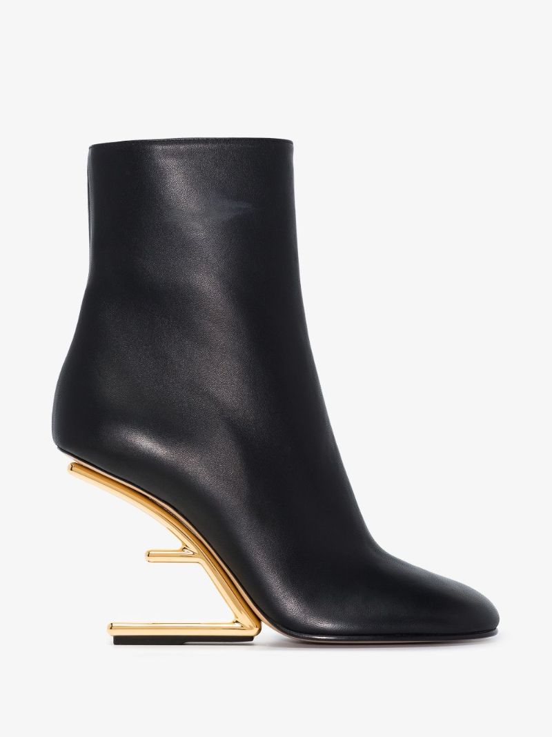 Black Fendi First 105 Leather Ankle Boots