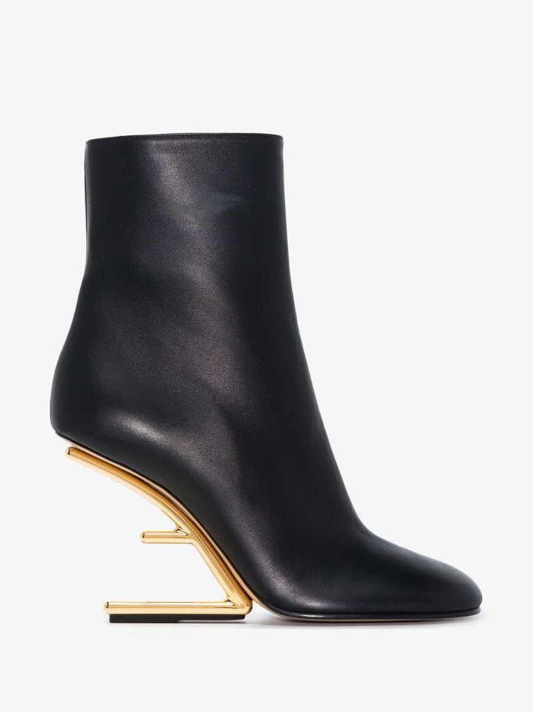 Black Fendi First 105 Leather Ankle Boots