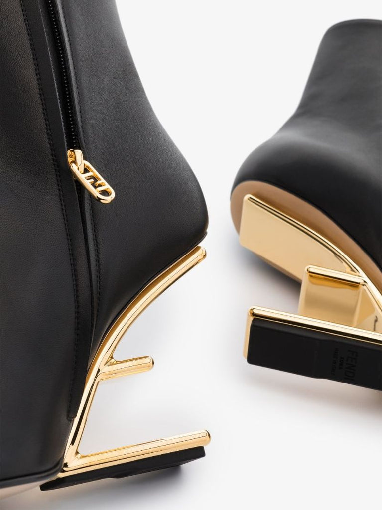Black Fendi First 105 Leather Ankle Boots