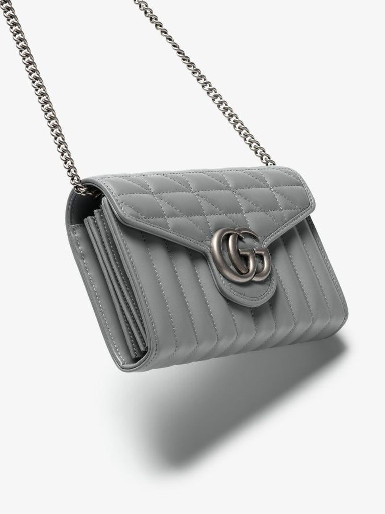 Grey Gg Marmont Leather Chain Wallet