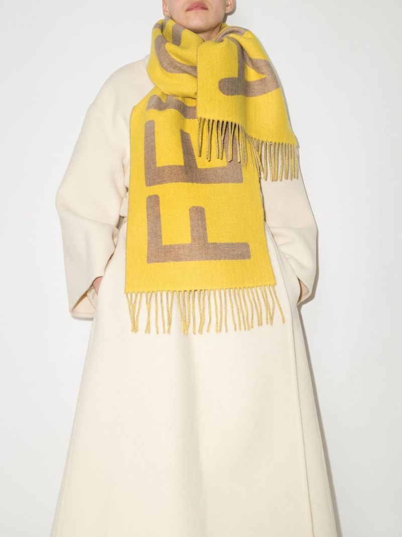 Yellow Logo Fringe Scarf