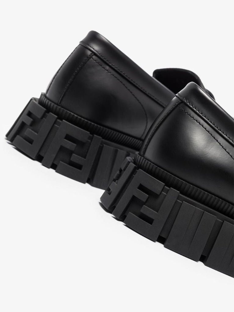 Black Force Leather Penny Loafers