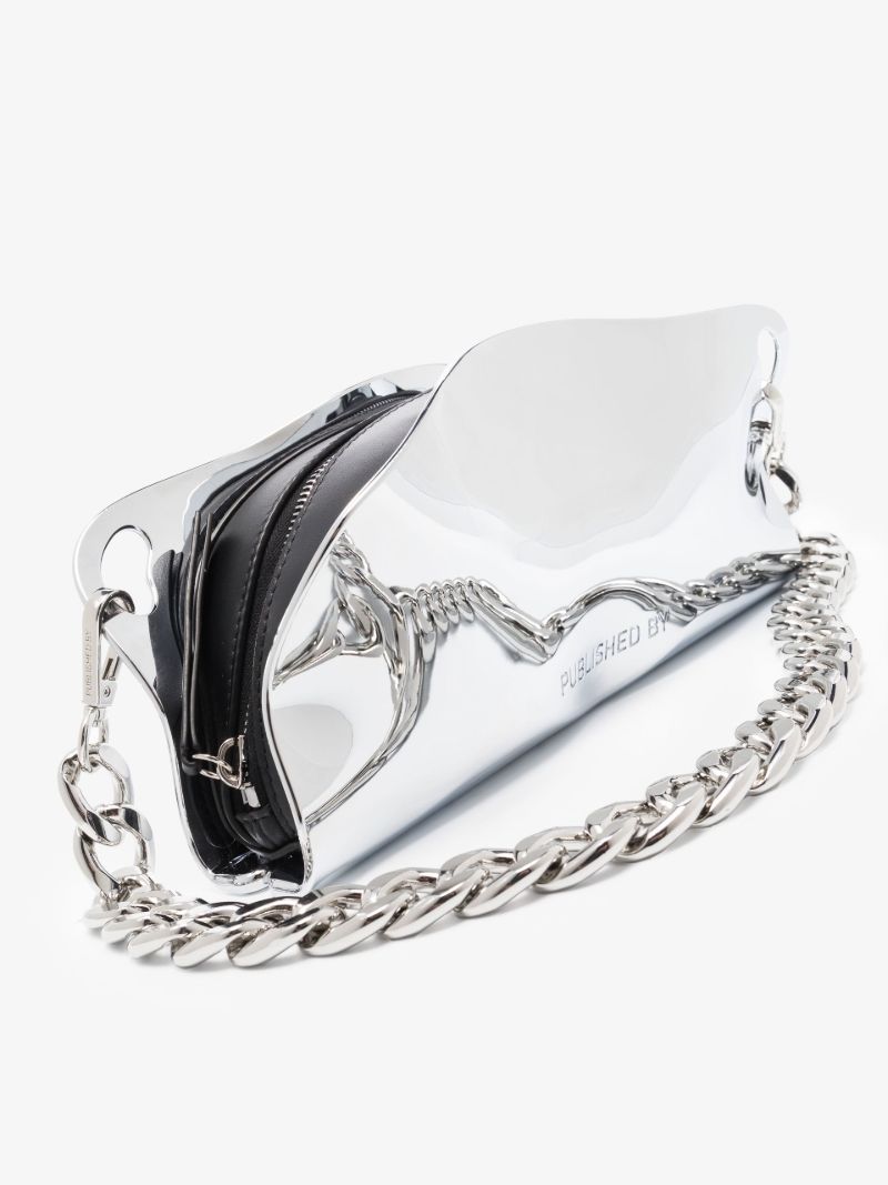 Silver Tone Mayzie Chrome Shoulder Bag