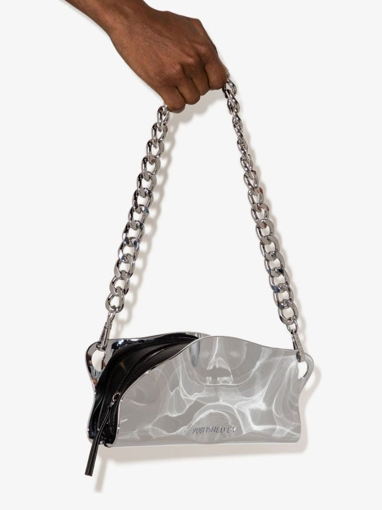 Silver Tone Mayzie Chrome Shoulder Bag