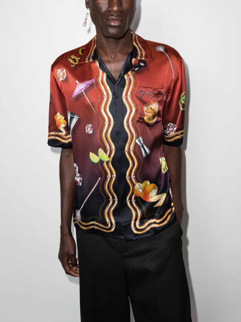 Club Sunset Print Silk Shirt