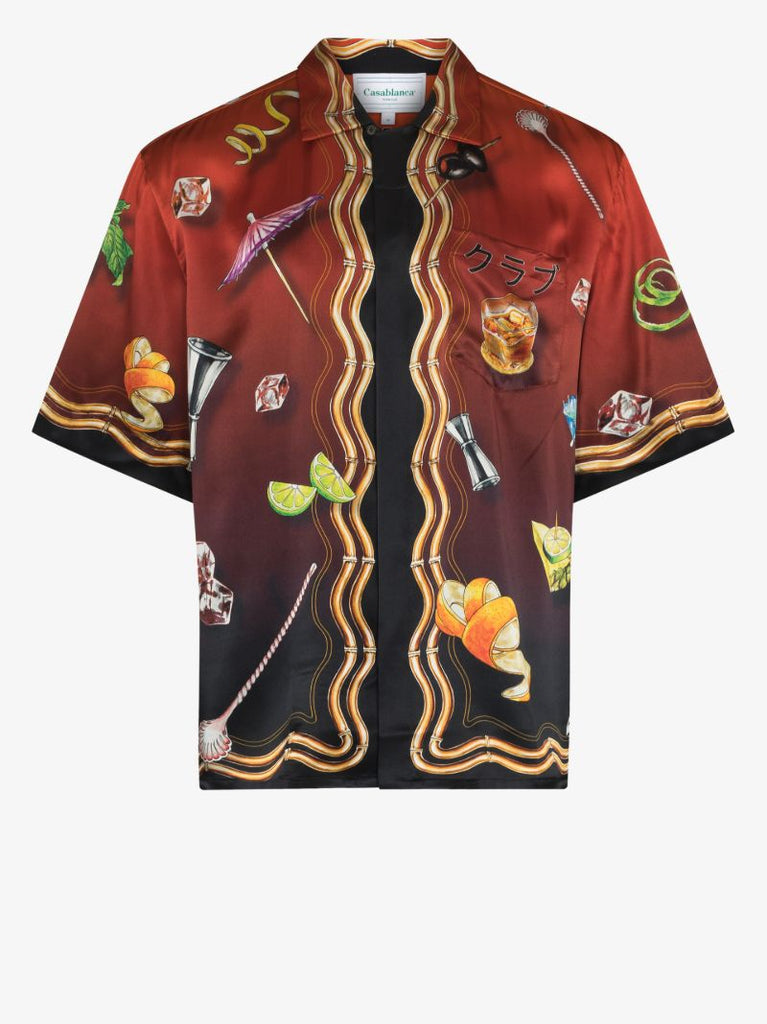 Club Sunset Print Silk Shirt