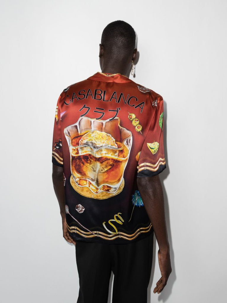 Club Sunset Print Silk Shirt